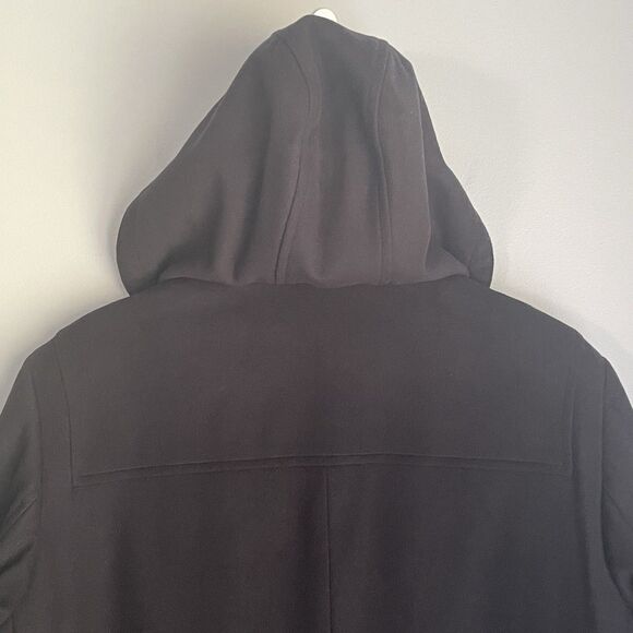 T Harris London Wool Duffel Coat Hooded Mens NO SIZE TAG L Black Toggle Full Zip - Picture 10 of 15
